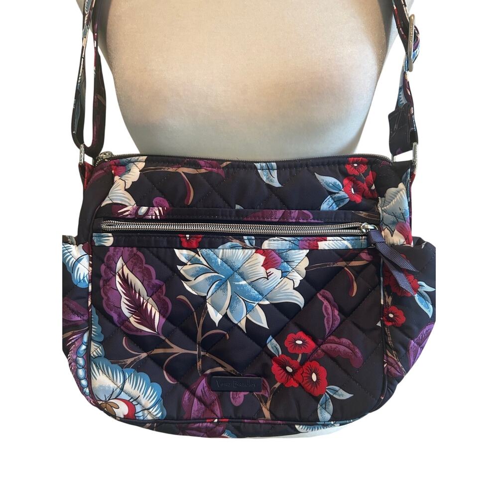 Vera Bradley Purse Mayfair in Bloom On the Go Crossbody Black Floral